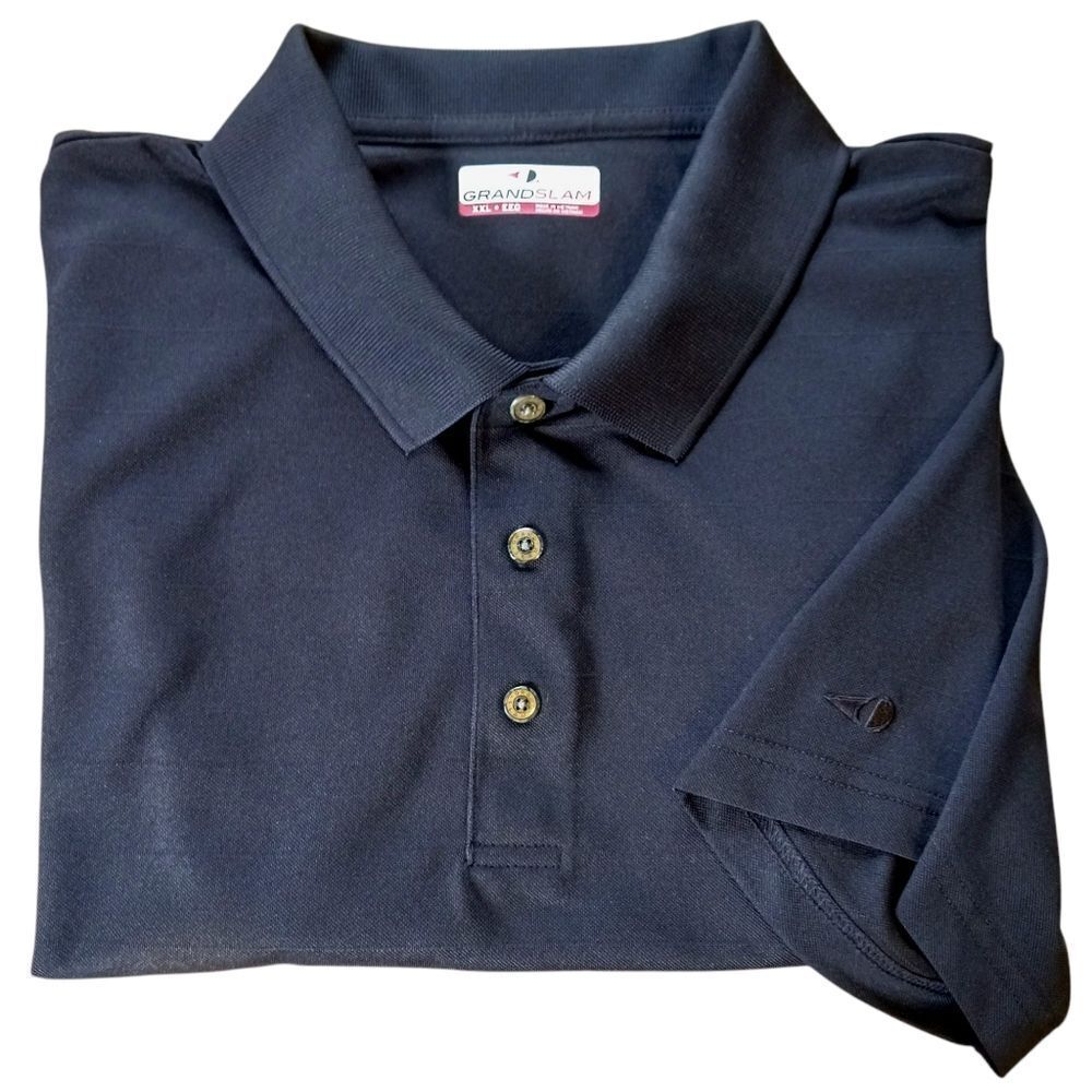 GRAND SLAM Polo Golf Shirt Short Sleeve Performance Fabric Black Size XXL